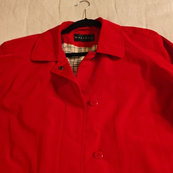 Gallery Red Trench Coat Tailored Elegance Rain Coat - Picture 8 of 13